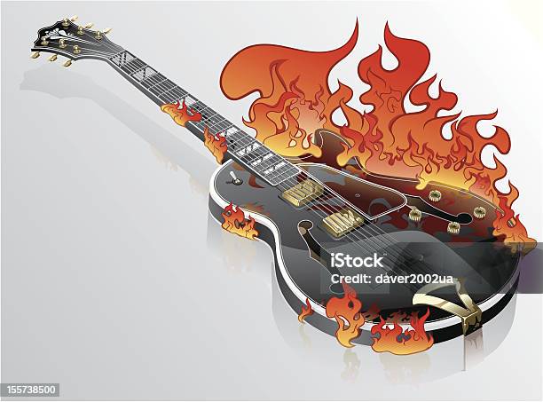 Vektorflaming Gitarre Stock Vektor Art und mehr Bilder von Blues - Blues, Gitarre, Rockmusik