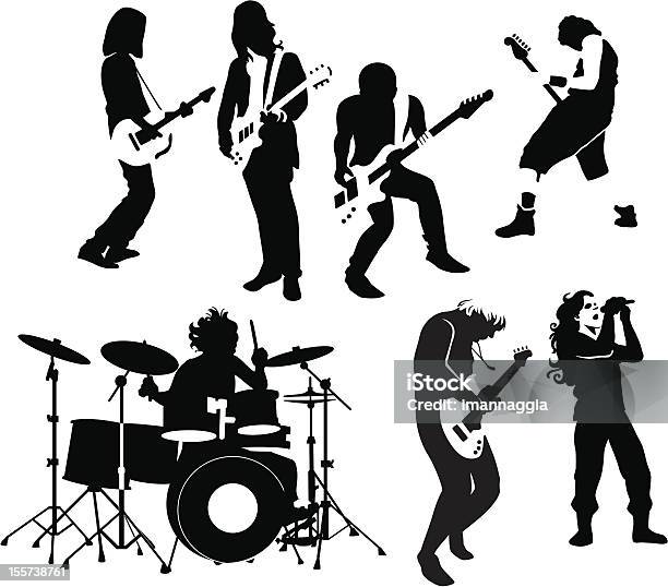 Rock And Roll Musicians Stock Illustration - Download Image Now - In Silhouette, Rock Musician, Guitarist