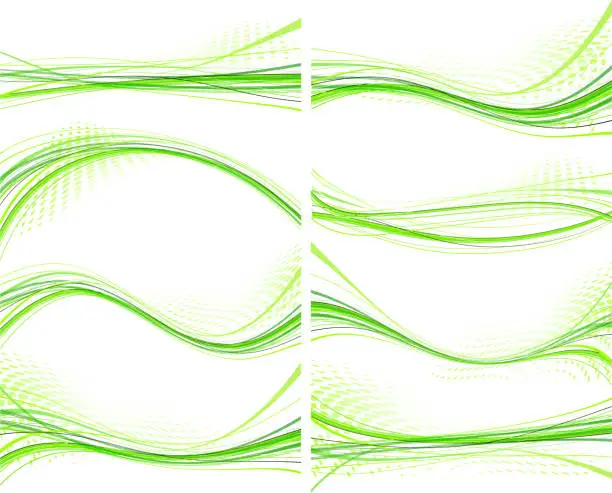 Vector illustration of Set of green wave design element