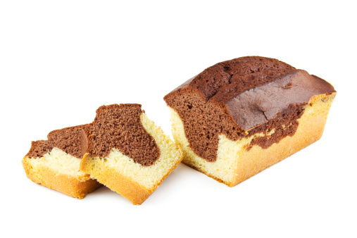 Marble cake on a white background.
