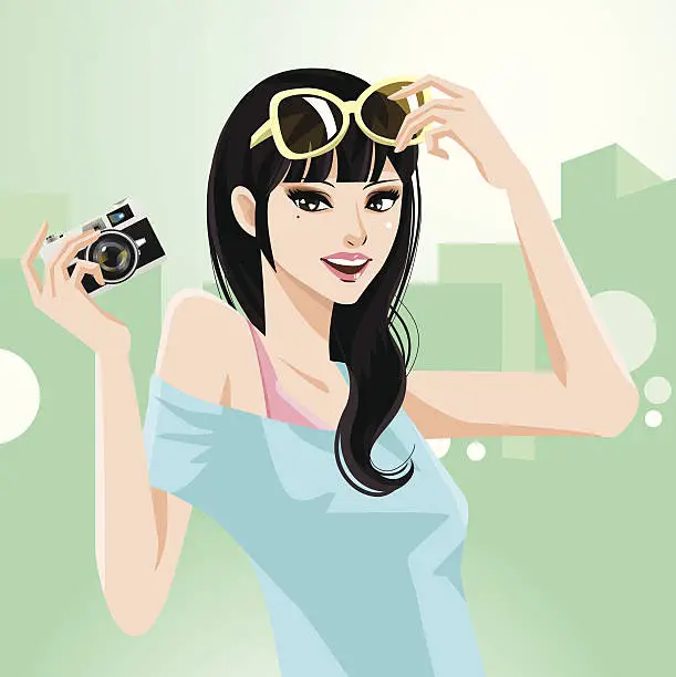 Vector illustration of Photographer Girl