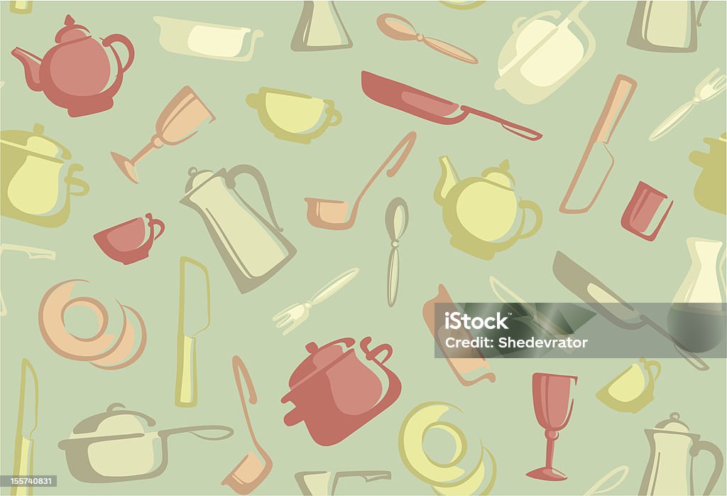 Kitchen Ware. Shop Background Retro Seamless Background Of Kitchen Ware Stock Illustration - Download ...