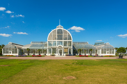 Gothenburg, Sweden-August, 2020: Old greenhouse in Garden Society of Gothenburg