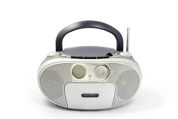 istock Silver radio boom box isolated on white 155743553
