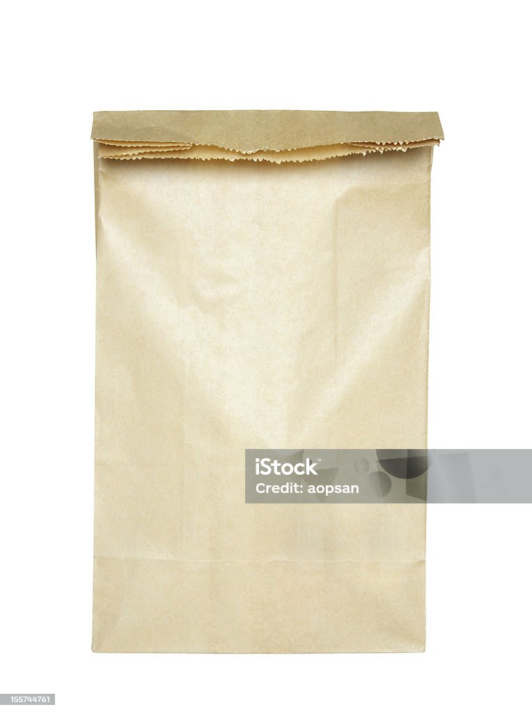Braune Papiertüte isoliert auf weiss - Lizenzfrei Packpapier Stock-Foto