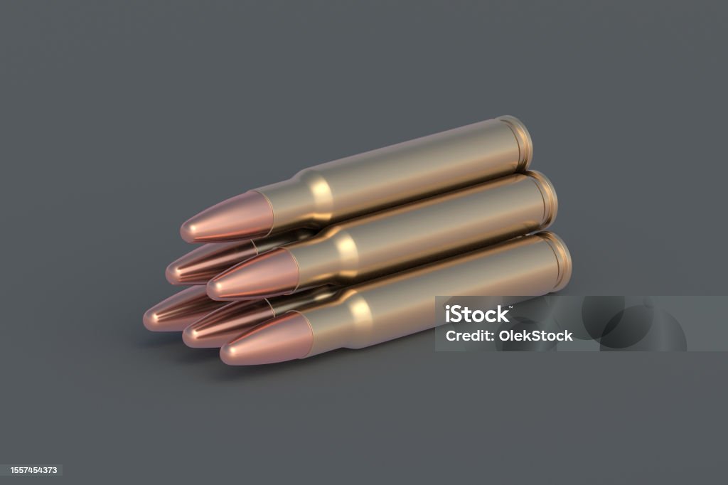 Bullet Arrays Stack Of Bullets For Assault Rifle 3d Render Stock Photo - Download ...