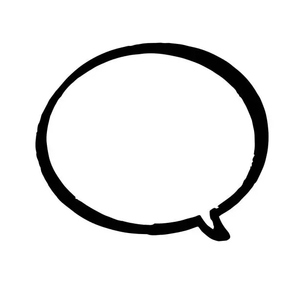 Vector illustration of Speech bubble _ White background with hand drawn nuances _ Lower right speech outlet