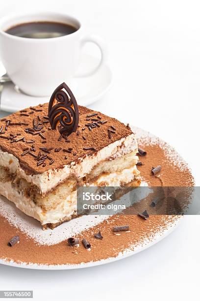Portion Of Italian Tiramissu Cake Stock Photo - Download Image Now - Brown, Cacao Fruit, Cake