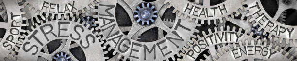 istock Metal Wheels with Stress Management Concept 1557470873