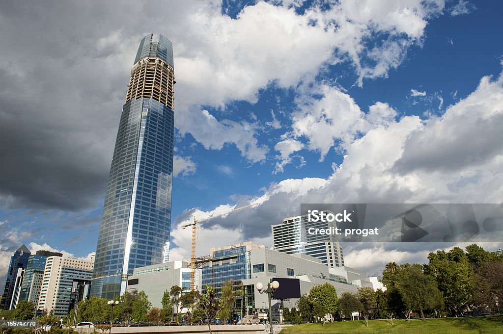 Growth of an ecological and sustainable city Cityscape at Santiago de Chile, showing a modern, green and ecological city. Architecture Stock Photo