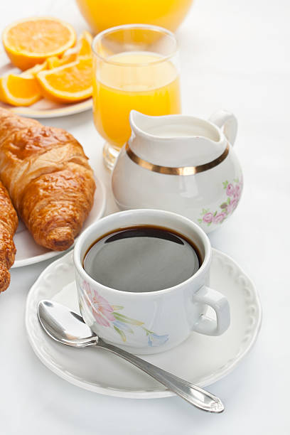 istock Breakfast with coffee and croissants 155747831
