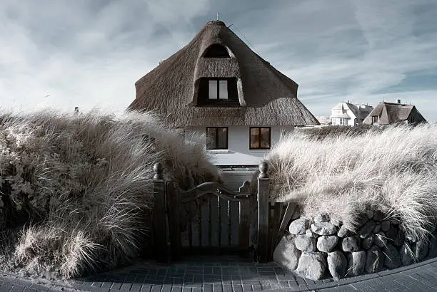 Thatched house on island Sylt. Infrared photography.
