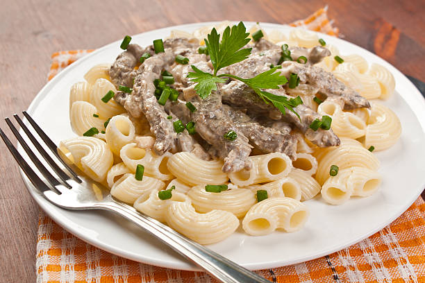 istock Beef Stroganoff with pasta on the plate 155748412
