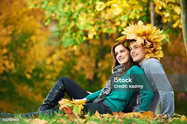 Couple At Autumn Outdoors Stock Photo - Download Image Now - Adult, Autumn, Beautiful People