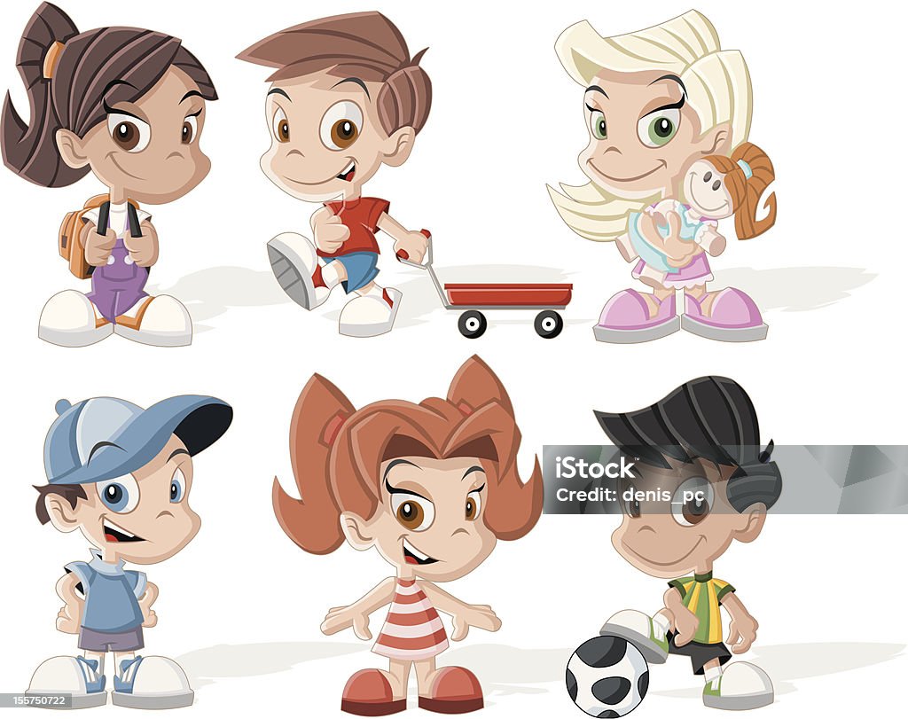 Dessin animé enfants - clipart vectoriel de Ballon de football libre de droits