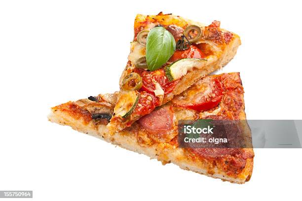 Foto de Duas Fatias De Diversas Pizzas e mais fotos de stock de Abobrinha - Abobrinha, Alimentação Não-saudável, Almoço