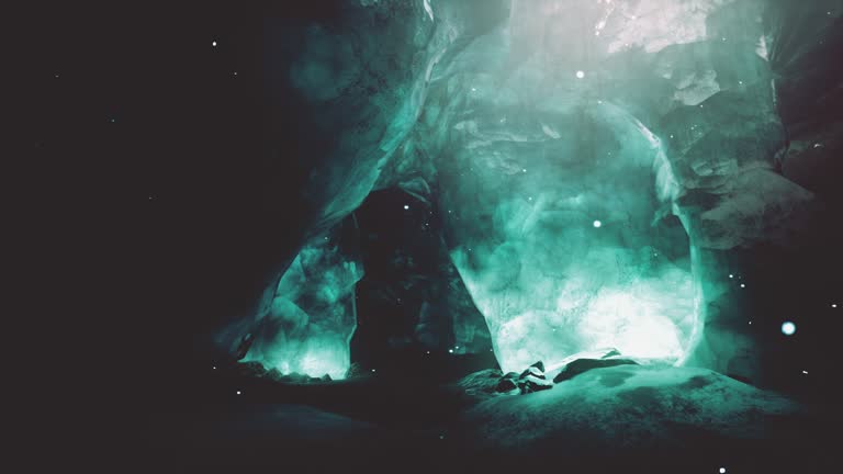 Entrance of an ice cave inside glacier in southern Iceland