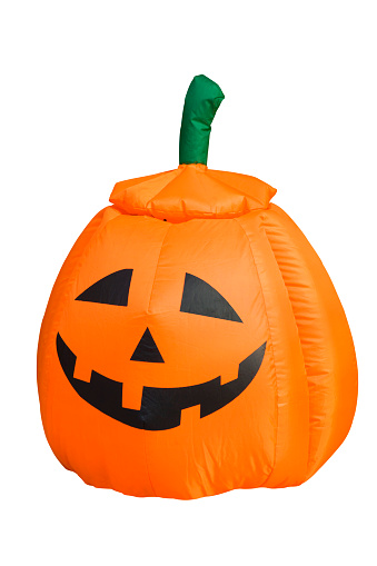 Inflatable pumpkin doll on white background