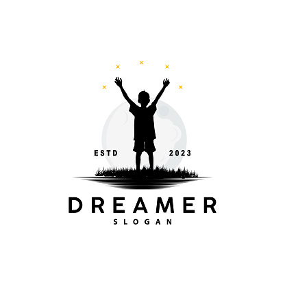 Dream Logo, Kid Dream Inspirational Design, Vector Reaching Star Fun Learning, Kids Dream Logo Templet