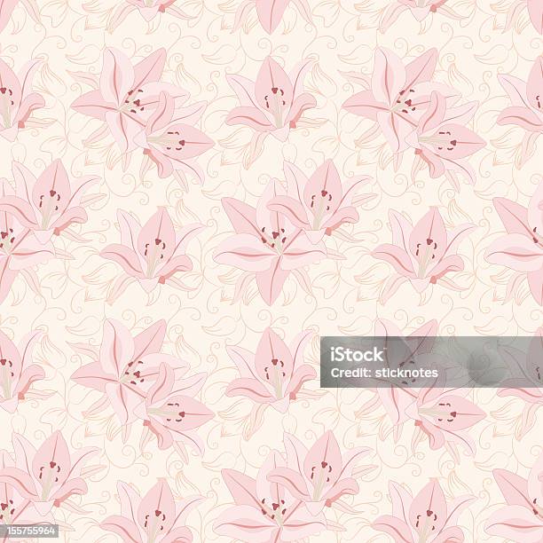 Floral Seamless Pattern Mit Lily Stock Vektor Art und mehr Bilder von Bildhintergrund - Bildhintergrund, Blume, Blumenmuster