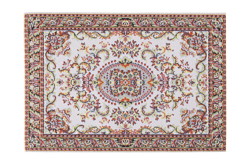 Colorful carpet isolated on white background in turkish style.