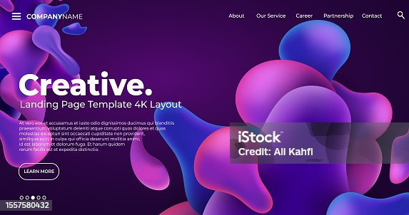 istock 4K Landing Page Template - Abstract dynamic, modern, futuristic, multi colored, simple for website template background 1557580432