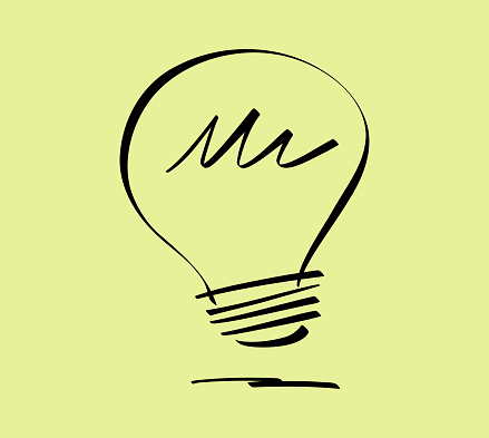 Vector illustration of a light bulb in a cartoon style.