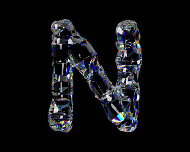 буквы из натурального прозрачного алмазоподобного материала - alphabet letter n three dimensional shape glass стоковые фото и изображения