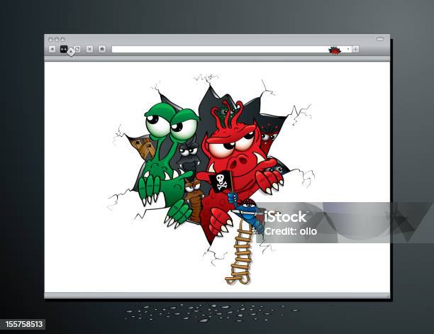Ilustración de Ataque De Virus De Su Navegador De Internet y más Vectores Libres de Derechos de Error de programación - Error de programación, Navegador, Agresión