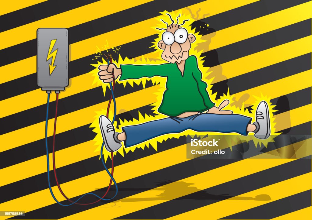 Cartoon Man Gets An Electric Shock Stock Illustration - Download Image Now  - Electric Shock, Cartoon, High Voltage Sign - iStock