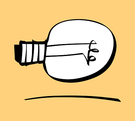 Vector illustration of a light bulb in a cartoon style.