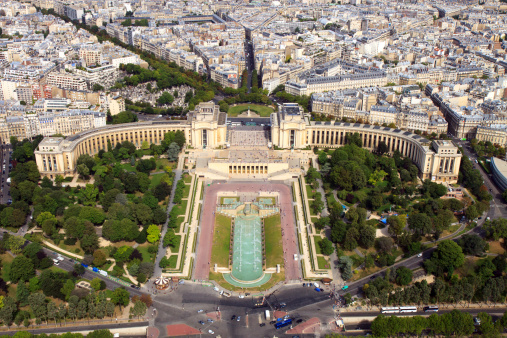 The Trocadero and the Palais de Chaillot, in Paris, France, as seen from the Eiffel Tower