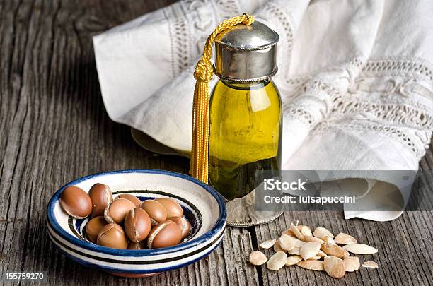 Argan Oil And Fruit Stock Photo - Download Image Now - Argan Oil, Argan Tree, Cooking Oil