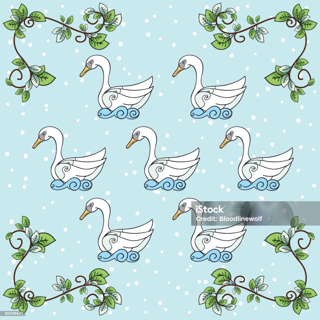 Les douze jours de Noël série. Sept cygnes une piscine - clipart vectoriel de Chiffre 7 libre de droits