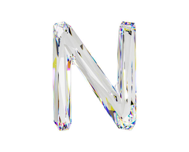 буквы из натурального прозрачного алмазоподобного материала - alphabet letter n three dimensional shape glass стоковые фото и изображения
