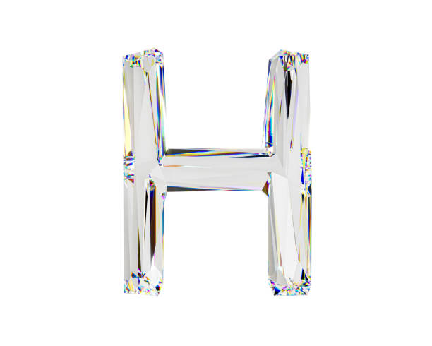 litery wykonane z naturalnego przezroczystego materiału diamentopodobnego - letter h text diamond alphabet zdjęcia i obrazy z banku zdjęć