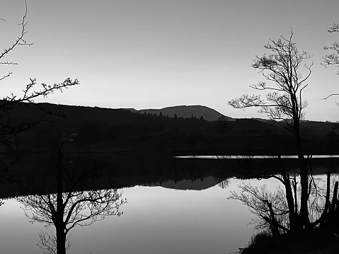 Sunset silhouette at Ambleside in Cumbria