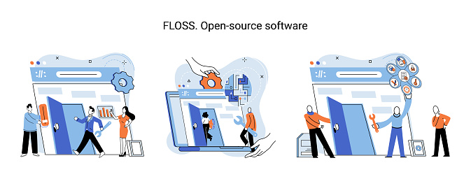 FLOSS. Open source software. Free product anyone can freely redistribute, modify and completely remake, can be improved, modernized thanks to inventions of users. Tiny programming language persons