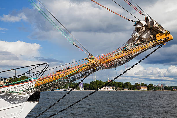 segelboot-detail - sailcloth stock-fotos und bilder