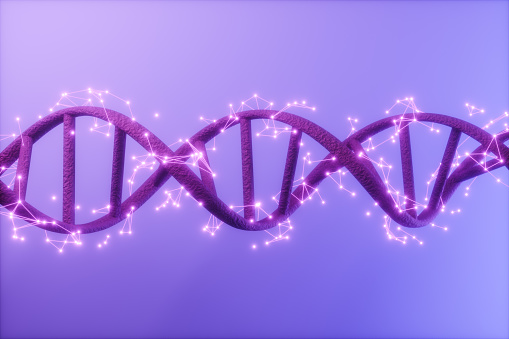 ADN humano con puntos de conexión y líneas de plexo photo