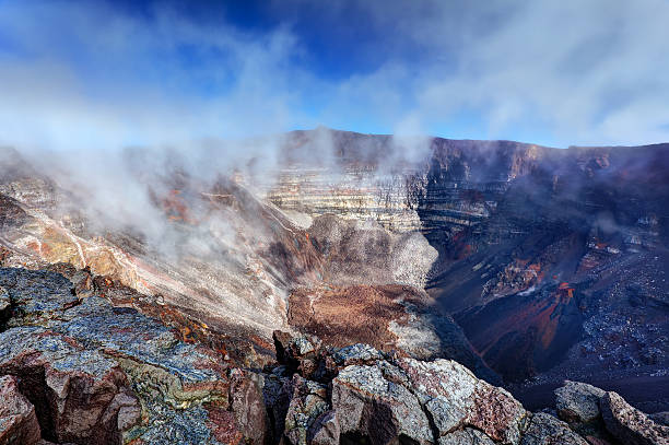 Piton de la Fournaise volcano Scenic view of dolomieu crater of the Piton de la Fournaise volcano on Reunion Island. réunion stock pictures, royalty-free photos & images