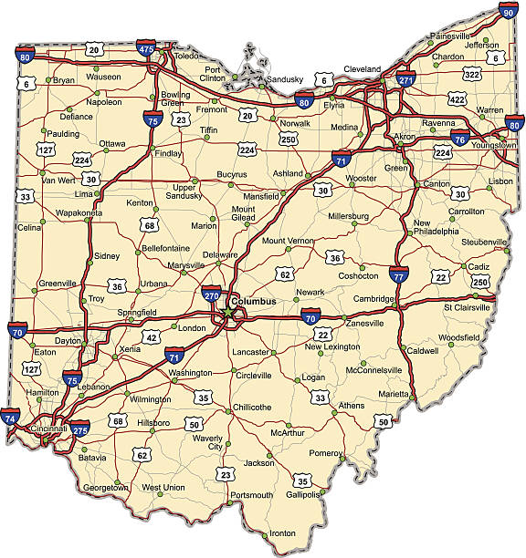 kuvapankkikuvitukset aiheesta ohio highway kartta (vektori) - interstate highway system