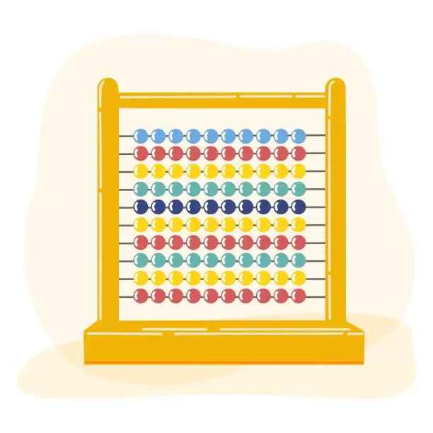 Vector illustration of Clip art of hand drawn colourful wooden abacus on isolated background.