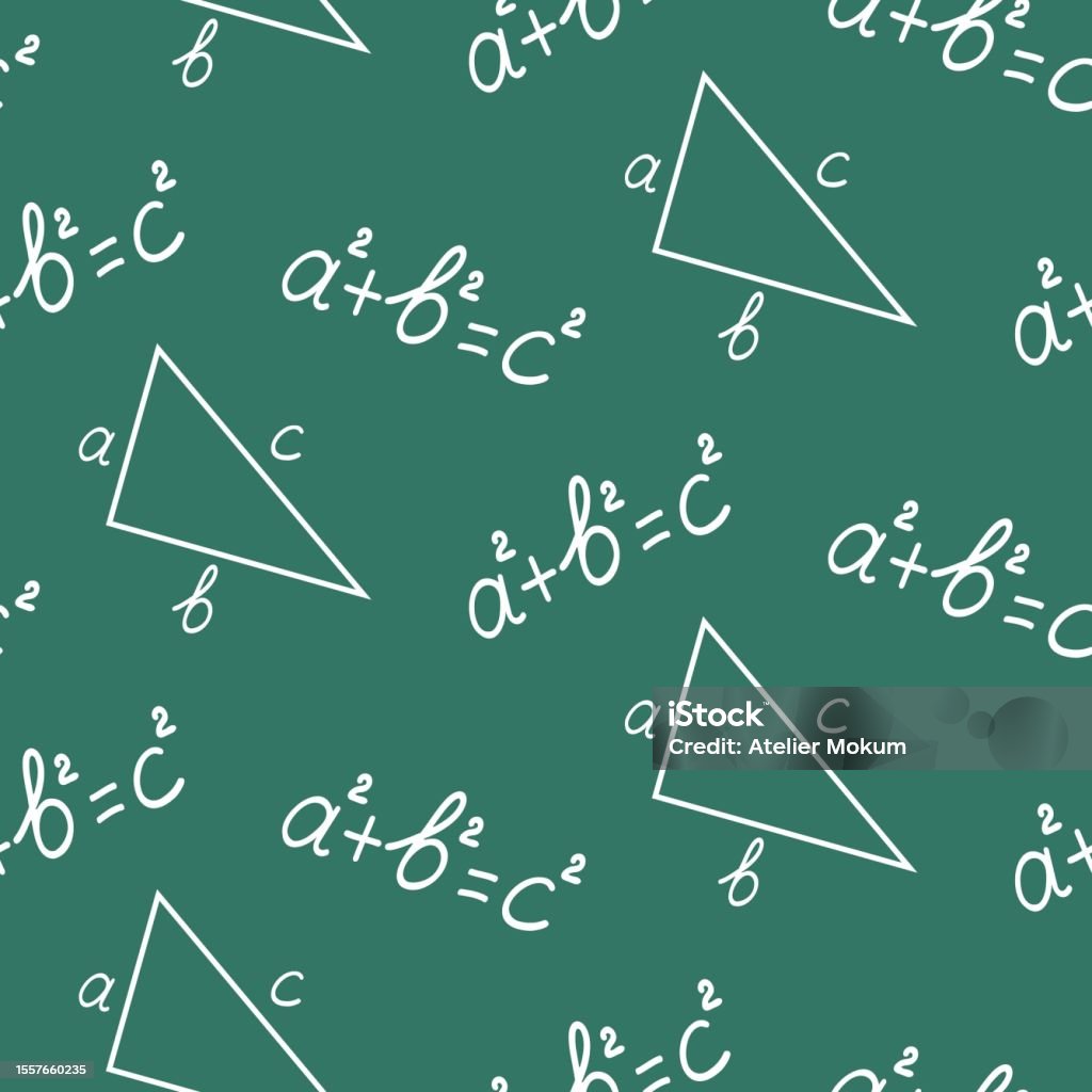 Seamless Pattern Of Hand Drawn Geometry Formula Stock Illustration ...