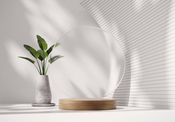 istock 3D rendering platform podium with plant product presentation background 1557664665