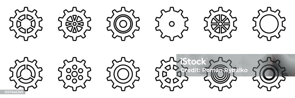 Zahnrädericonset Einstellen Des Zahnradsymbols Sammlung Von ...
