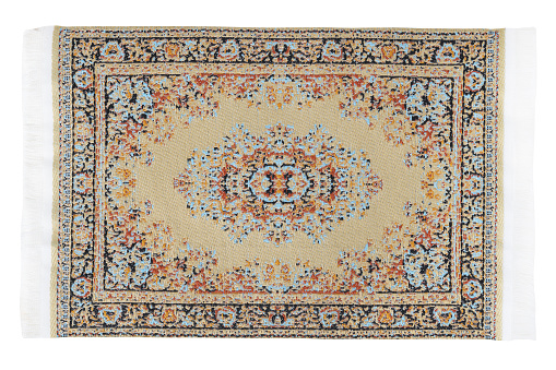 Colorful carpet isolated on white background in turkish style.