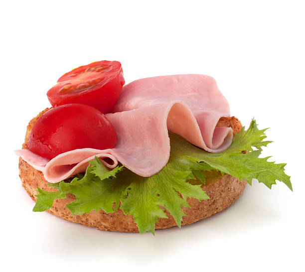 istock open sandwich with lettuce, tomato, smoked ham 155768894