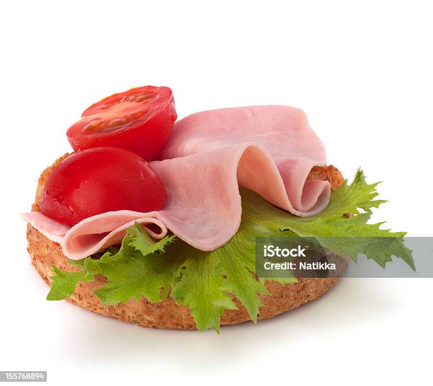 Open Sandwich With Lettuce Tomato Smoked Ham Stock Photo - Download Image Now - Baguette, Bread, Color Image