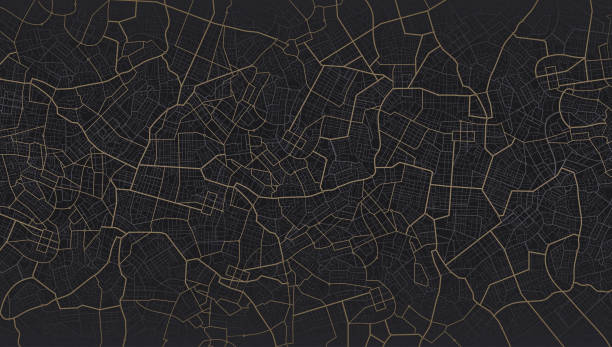 gps карта навигации к собственному дому. вид сверху на здания карты. детальный вид на город. декоративная графическая туристическая карта ви� - карта города stock illustrations